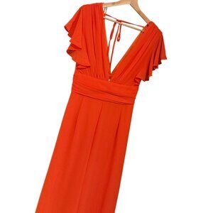 Miss Avenue Orange Flutter Sleeves V Neck Jumpsuit Size Medium NWT